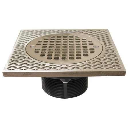 Jones Stephens 3in. IPS PVC Spud with 7in. Square Top and 5in. Nickel Bronze Strainer D56501